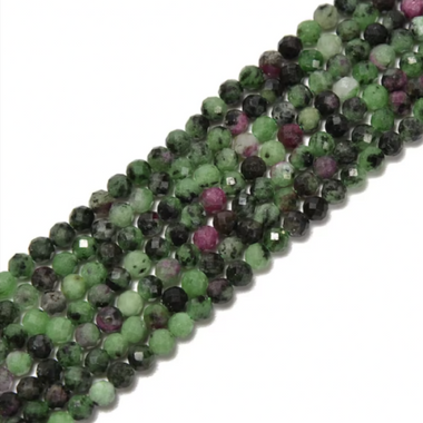 Ruby Zoisite Faceted Round Gemstones Beads 4mm - 15.5" Strand