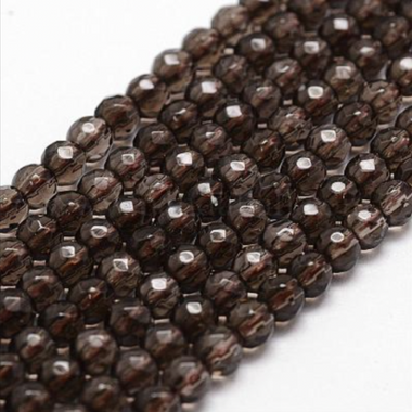 Authentic Smoky Quartz Faceted Round Gemstones Beads 4mm - 15.5" Strand