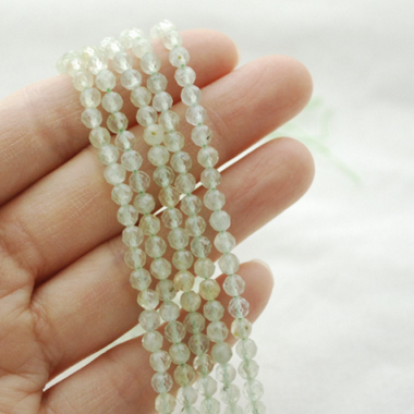 Prehnite Crystal Faceted Round Gemstone Beads 4mm - 15.5" Strand