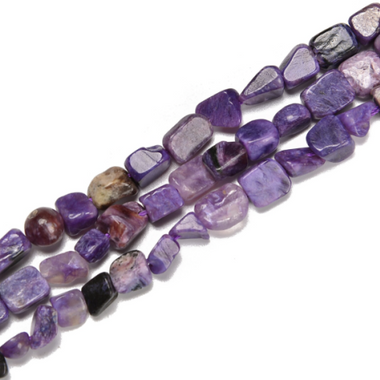 RARE! Charoite Crystal Gemstone Beads Small Nugget - 15.5" Stand