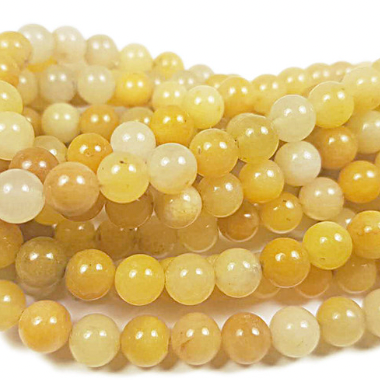 RARE! Yellow Jade Round Gemstone Beads - 15.5" Strand