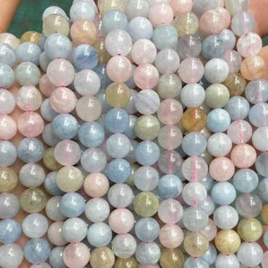 Morganite A+ Crystal Gemstone Beads Round Choose Size - 15.5in Strand