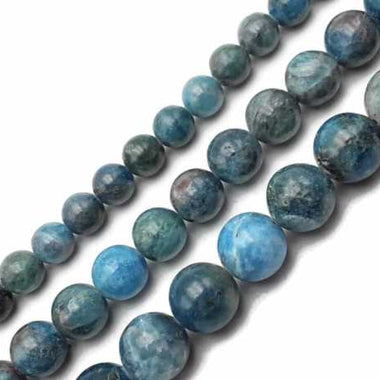 Blue Apatite Crystal Round Gemstone Beads – 15.5″ Strand
