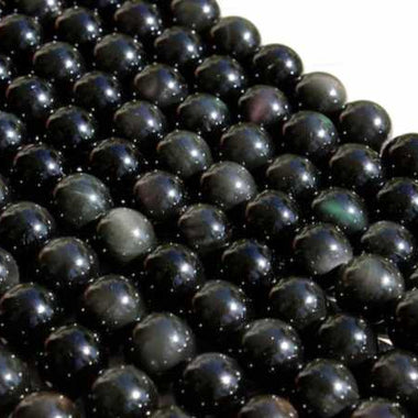 Rainbow Obsidian Round Gemstone Beads - 15.5" Strand | Protection and Reflective Healing