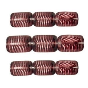 Czech Glass Beads Polished Rectangles 12 x 8mm : Crystal/Amethyst -5pcs