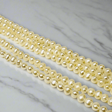 “AAA” Natural Freshwater Pearls Beads Potato 4 mm - 15.5"inches Strand White - Beadsy Beads