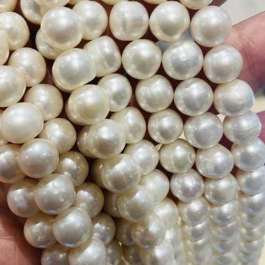 "AAA"Natural Freshwater Pearls Potato Round Beads 8 - 9mm - 15"inch Strand | Elegance and Purity in White - Beadsy Beads