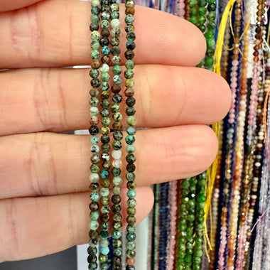 African Turquoise Crystal Faceted Round Gemstone Beads 2mm - 15.5" Strand - Beadsy Beads