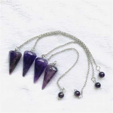 Handmade Carving Amethyst Pendulum 4cm