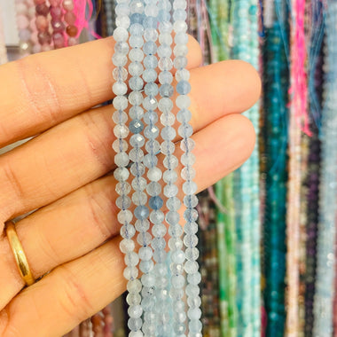 Aquamarine Crystal Faceted Gemstone Beads 4mm - 15.5" Strand - Beadsy Beads