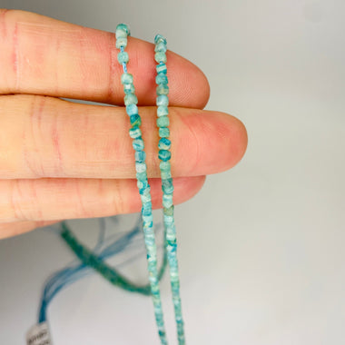 Authentic Amazonite Crystal Faceted Beads Cube 3mm - 15.5in Strand - Beadsy Beads
