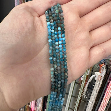 Authentic Apatite Crystal Faceted Round Gemstones Beads 3mm - 15" Strand - Beadsy Beads