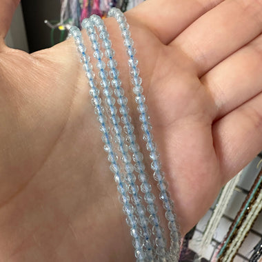 Authentic Blue Topaz Faceted Beads 3mm - 15 inches strand - Beadsy Beads