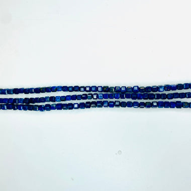 Authentic Dark Lapis Lazuli Crystal Faceted Cube Gemstones Beads 3mm - 15 Inches Strand - Beadsy Beads