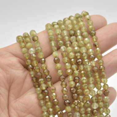 Authentic Green Garnet - Tsarvorite Faceted Round Gemstones Beads 4mm - 15.5" Strand - Beadsy Beads