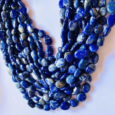 Authentic Lapis Lazuli Crystal Potato Gemstones Beads 8*10mm - 15 Inches Strand - Beadsy Beads