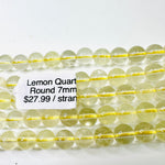 Authentic Lemon Quartz Crystal Gemstones Bead 7 mm - 15.5" Strand - Beadsy Beads