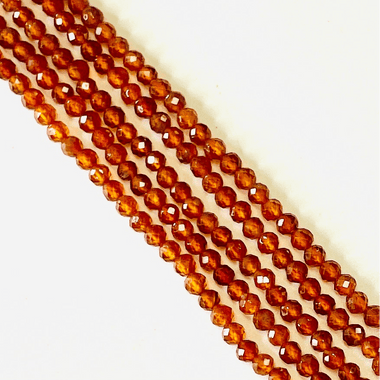 Authentic Orange Garnet Crystal Faceted Round Gemstones Beads 3mm - 15.5" Strand - Beadsy Beads