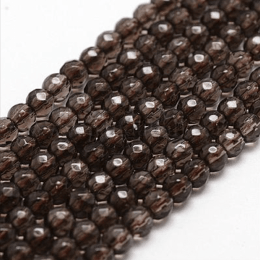 Authentic Smoky Quartz Faceted Round Gemstones Beads 4mm - 15.5" Strand - Beadsy Beads