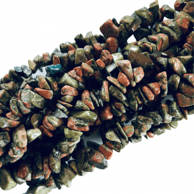 Authentic Unakite Chips Crystal Gemstone Beads Strand 85cm - Beadsy Beads