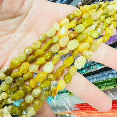 Authentic Yellow Opal large Nugget Gemstone Beads 8 - 10mm - 15.5" Strand - Beadsy Beads
