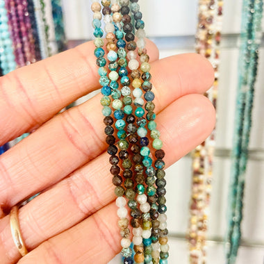 Azurite Round Faceted Crystal 3mm Bead 15.5 inch strand - Beadsy Beads