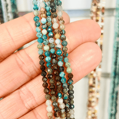 Azurite Round Faceted Crystal 3mm Bead 15.5 inch strand - Beadsy Beads