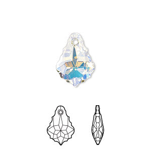 Swarovski Crystals Pendant, Crystal AB, 16x11mm faceted baroque pendant (6090).
