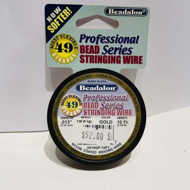 Beadalon - Professional Series Bead Stringing Wire 49 strands - Gold