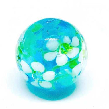 Handmade Glass Flower Beads 20mm Aqua Blue White