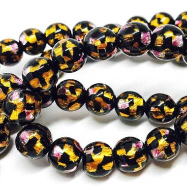 Handmade Glass with Pure Silver encased Clear Glass Gold Topaz/ Pink 10mm
