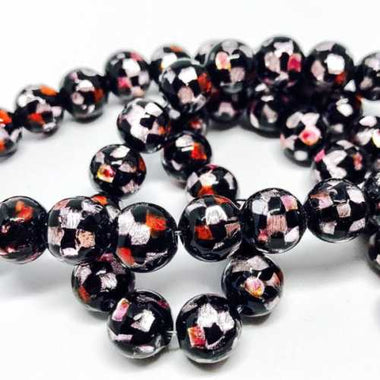 Handmade Glass bead with Pure Silver encased glass Red Silver10mm