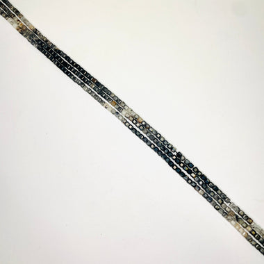 Black Rutilated Quartz Crystal Faceted Beads Cube 4mm - 15.5in Strand - Beadsy Beads