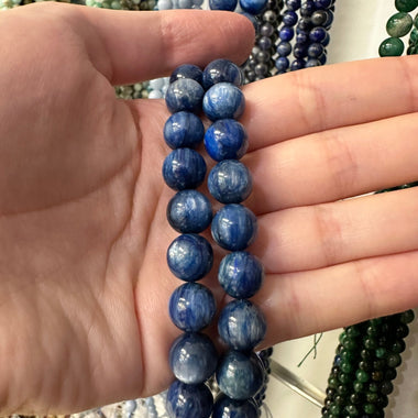 Blue Kyanite Round Crystal Beads 10mm - 15.5 inches strand - Beadsy Beads