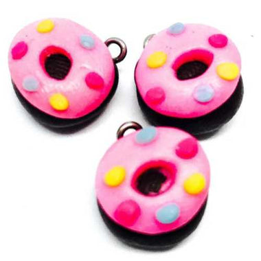 Handmade Polymer Clay Donut Pendant 14mm (6pcs)