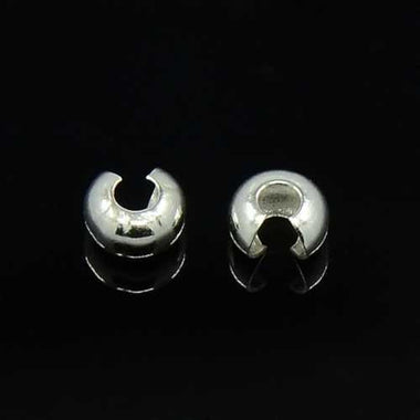 Brass Crimp Beads Covers, Nickel Free 3mm silver Plated 20pcs - Beadsy Beads