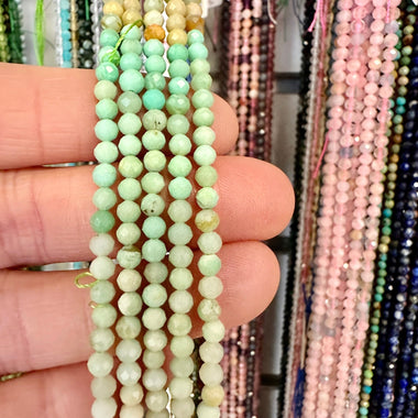 Burmese Jade Crystal Round Faceted Beads 4mm - 15.5" Strand - Beadsy Beads
