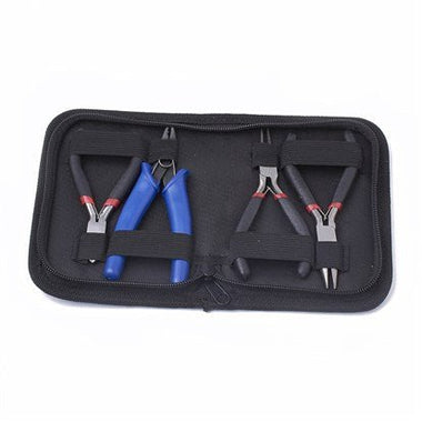 Carbon Steel Jewelry Plier Sets, including Wire Cutter Plier, Round Nose Plier, Side Cutting Plier and Crimping Plier - Beadsy Beads