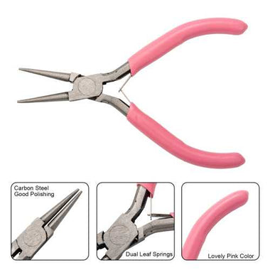 Carbon Steel Round Nose Pliers, Hand Tools, Polishing, Pink, 12x7.6x0.9cm - Beadsy Beads