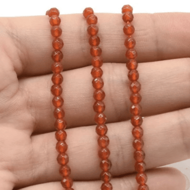 Carnelian Crystal Round Faceted Beads 4mm - 15.5" Strand - Beadsy Beads