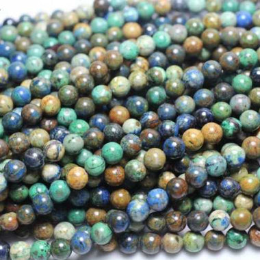 7.5-8mm Authentic! Natural Chrysocolla Azurite Gemstones Beads Round- 12 pcs