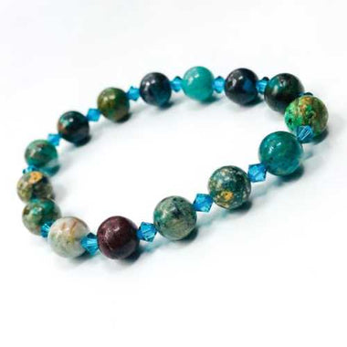 Chrysocolla / Swarovski Gemstone Bracelet size 8mm - Beadsy Beads