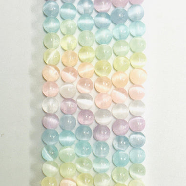 Coloured Selenite Crystal Gemstone Beads Round - 8mm | 15.5in Strand (choose colour) - Beadsy Beads