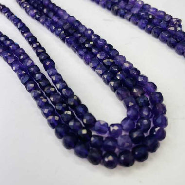 Cube Faceted Amethyst Crystal 4mm Beads - 15.5 Inches Strand - Beadsy Beads