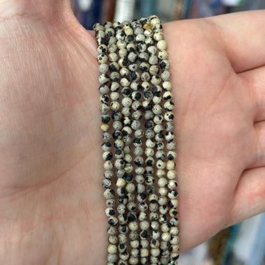Dalmation Jasper Faceted Round Crystal Gemstone Beads 3mm - 15.5" Strand - Beadsy Beads