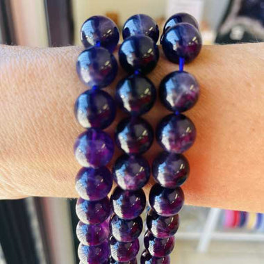 Dark Amethyst Round Bead Strand 10mm - Beadsy Beads