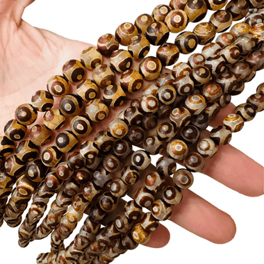 DZI Eye Tibetan Beads Round - 8mm - 15.5in Strand - Beadsy Beads