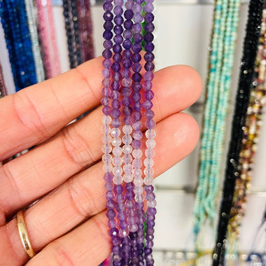 Fluorite Crystal Faceted Round Gemstone Bead 3mm - 15.5" Strand - Beadsy Beads