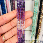 Fluorite Crystal Faceted Round Gemstone Bead 3mm - 15.5" Strand - Beadsy Beads