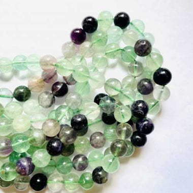 Fluorite Gemstone Crystals Round Beads 10mm - 20pcs - Beadsy Beads